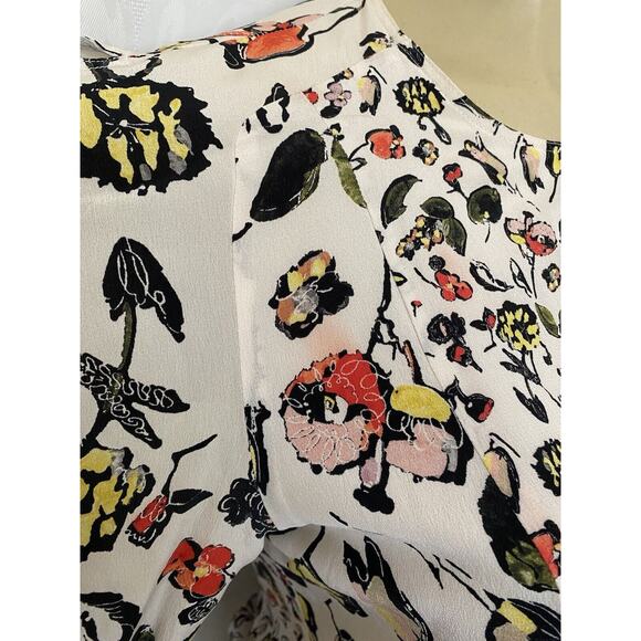 Grey Jason Wu Painterly Top Floral Print Open Sleeve Blouse Silk Lined 2… - Picture 5 of 10